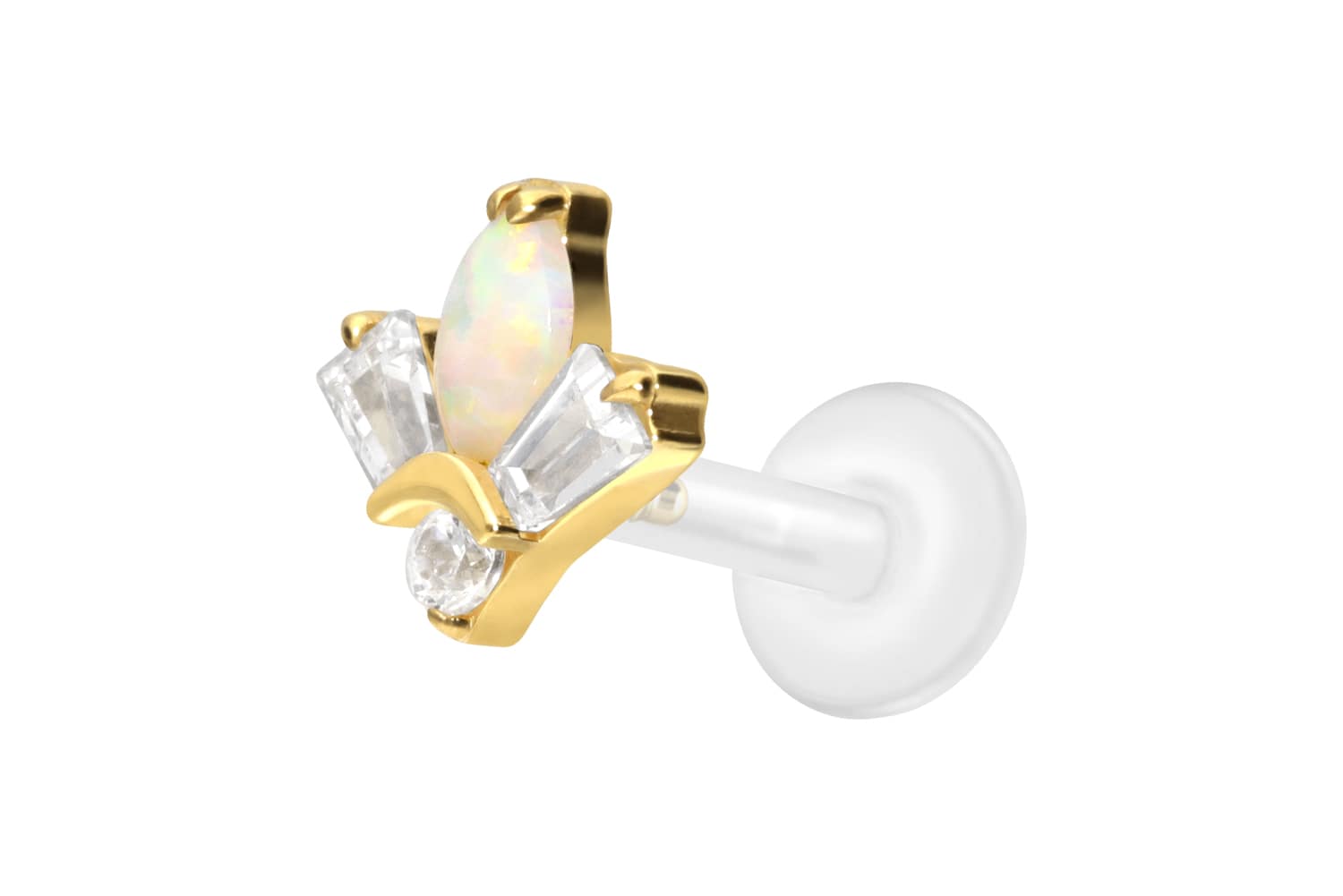 PTFE Labret Piercing mit Innengewinde + Titan-Aufsatz LOTUSBLÜTE